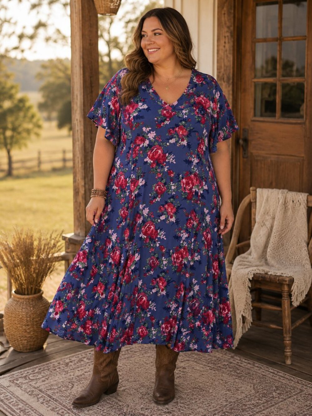 Blue Floral Maxi Dress